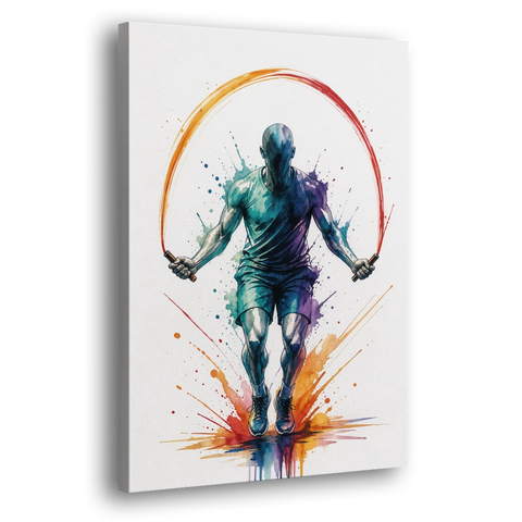Fitness Wall Art Skipping Rope in Full Arc - Canvas Wall Art - Side