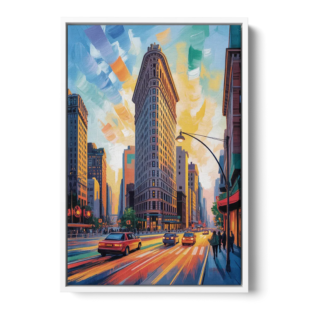 Flatiron Building Landmark Front - White Canvas Wall Art