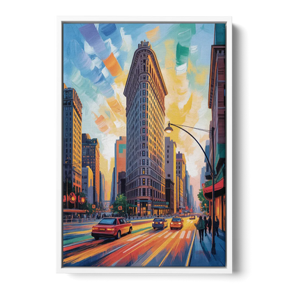 Flatiron Building Landmark Front - White Canvas Wall Art