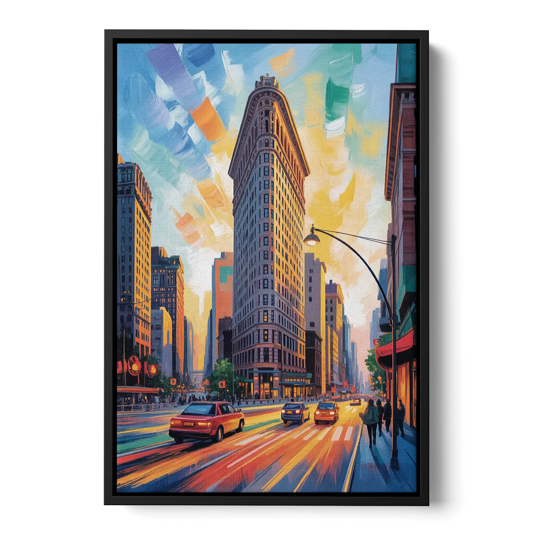 Flatiron Building Landmark Front - Black Canvas Wall Art