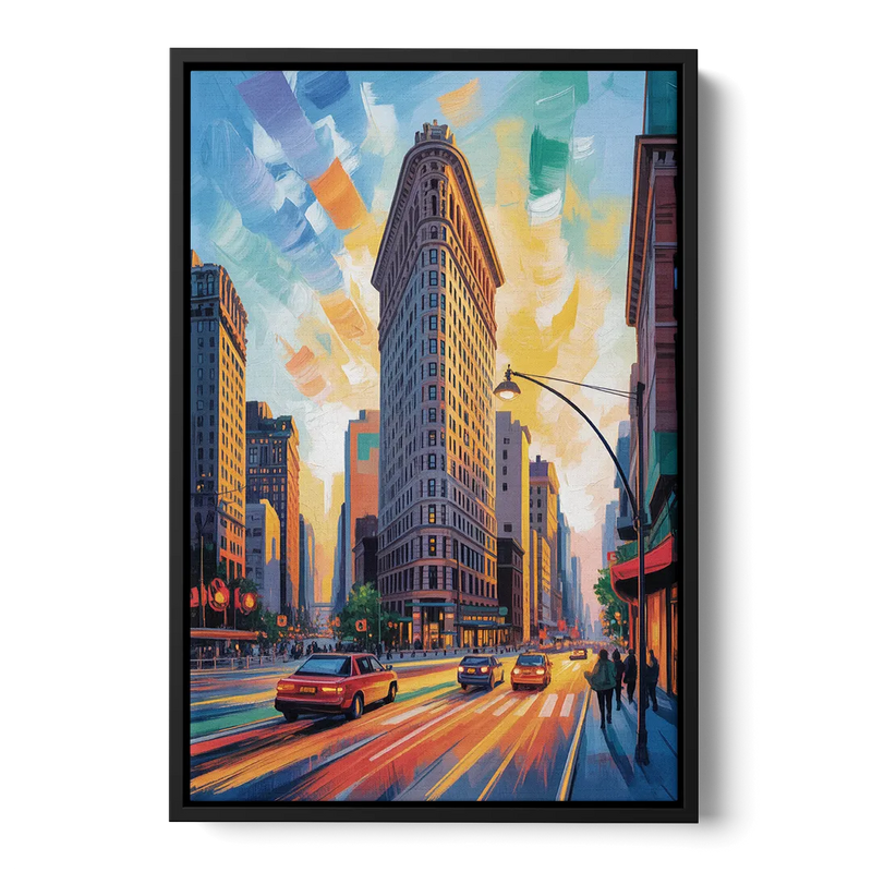 Flatiron Building Landmark Front - Black Canvas Wall Art