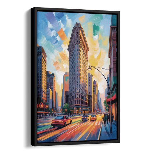 Flatiron Building Landmark Side - Black Canvas Wall Art