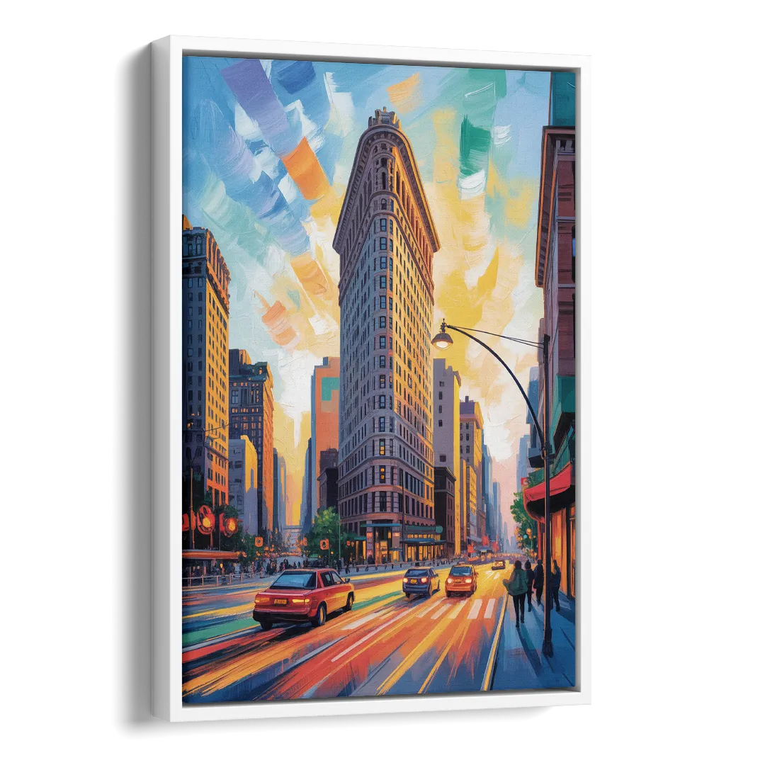 Flatiron Building Landmark Side - White Canvas Wall Art