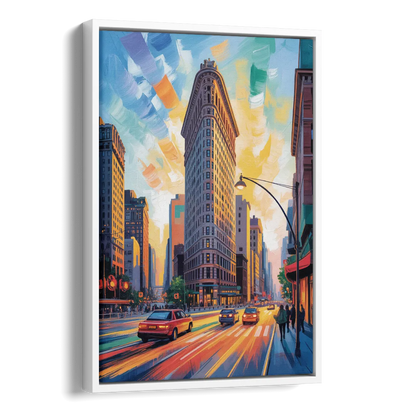 Flatiron Building Landmark Side - White Canvas Wall Art
