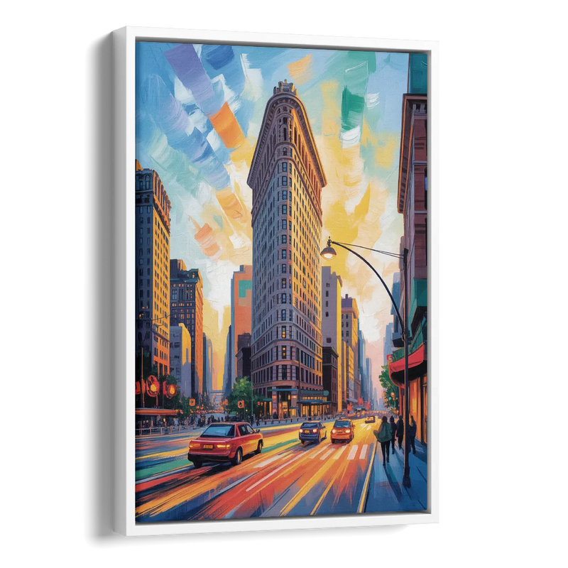 Flatiron Building Landmark Side - White Canvas Wall Art