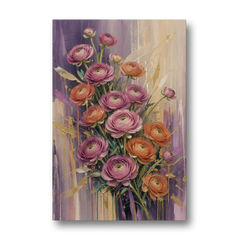 Floral Canvas Prints of Mauve and Coral Ranunculus - Canvas Wall Art - Front