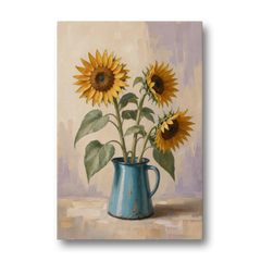 Floral Wall Art for Living Room with Sunflowers - Canvas Wall Art - Front
