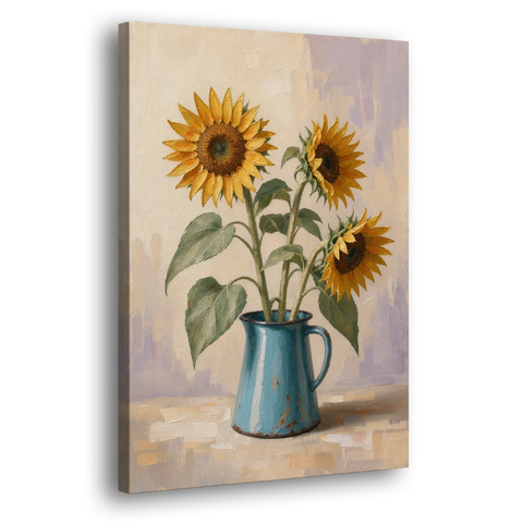 Floral Wall Art for Living Room with Sunflowers - Canvas Wall Art - Side