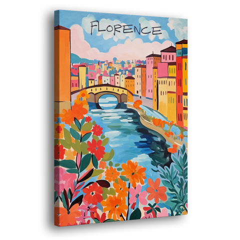 Florence Painting of the Arno in Bloom - Canvas Wall Art - Side