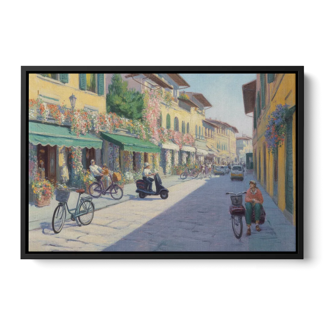 Florentine Streets Front - Black Canvas Wall Art
