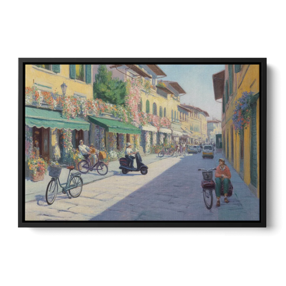 Florentine Streets Front - Black Canvas Wall Art