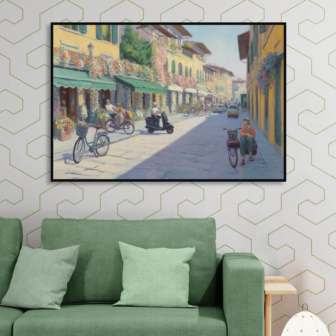 Florentine Streets Living Room - Black Canvas Wall Art