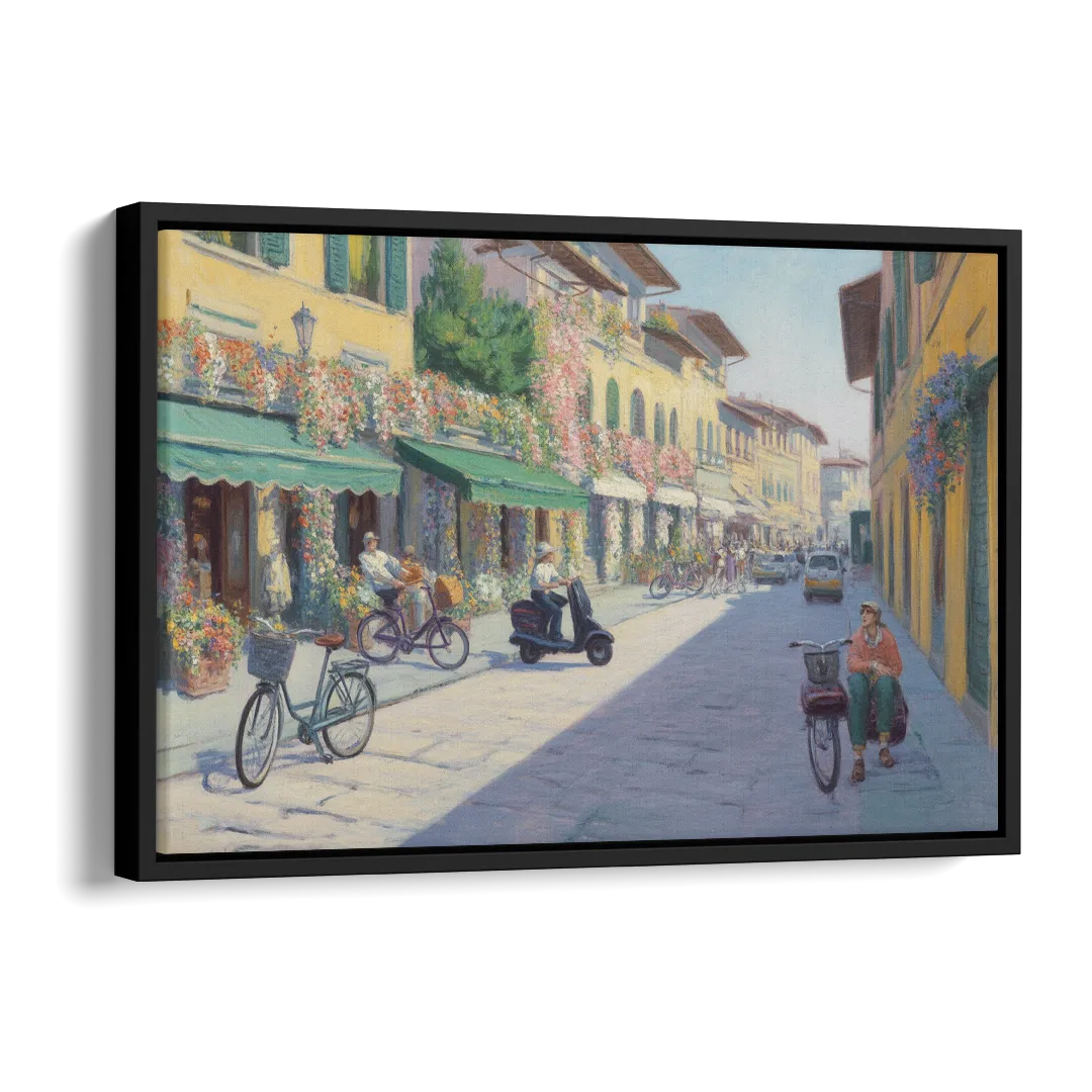 Florentine Streets Side - Black Canvas Wall Art