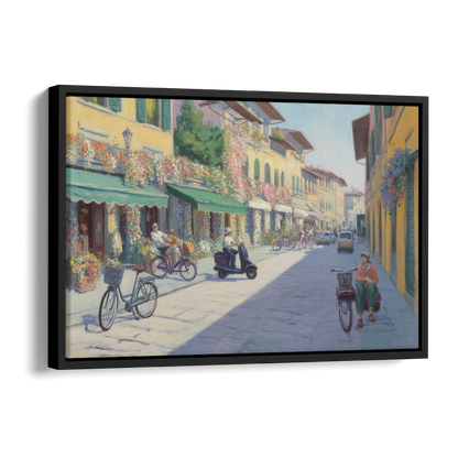 Florentine Streets Side - Black Canvas Wall Art