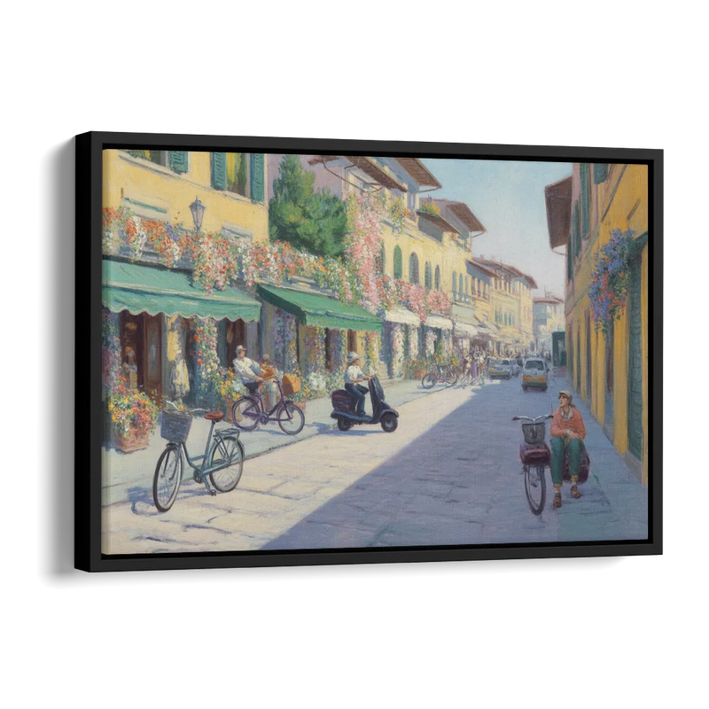 Florentine Streets Side - Black Canvas Wall Art