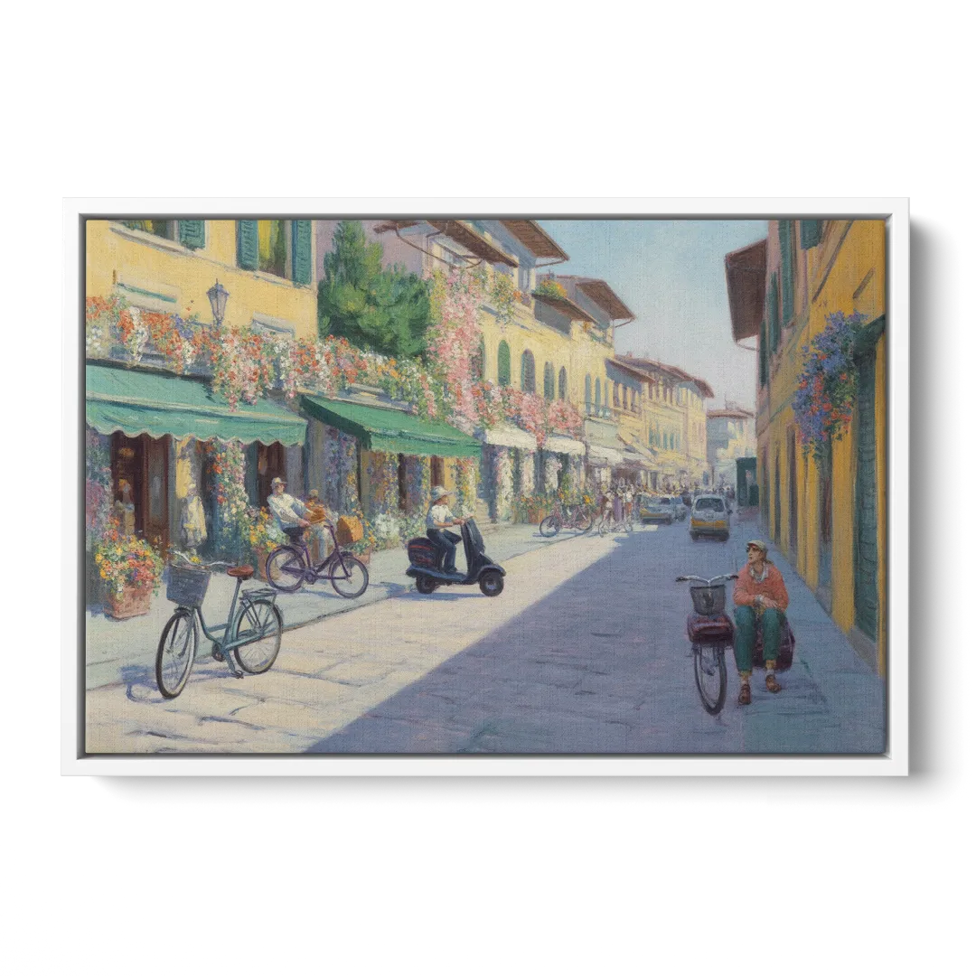 Florentine Streets Front - White Canvas Wall Art