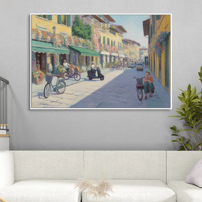 Florentine Streets Sitting Room - White Canvas Wall Art