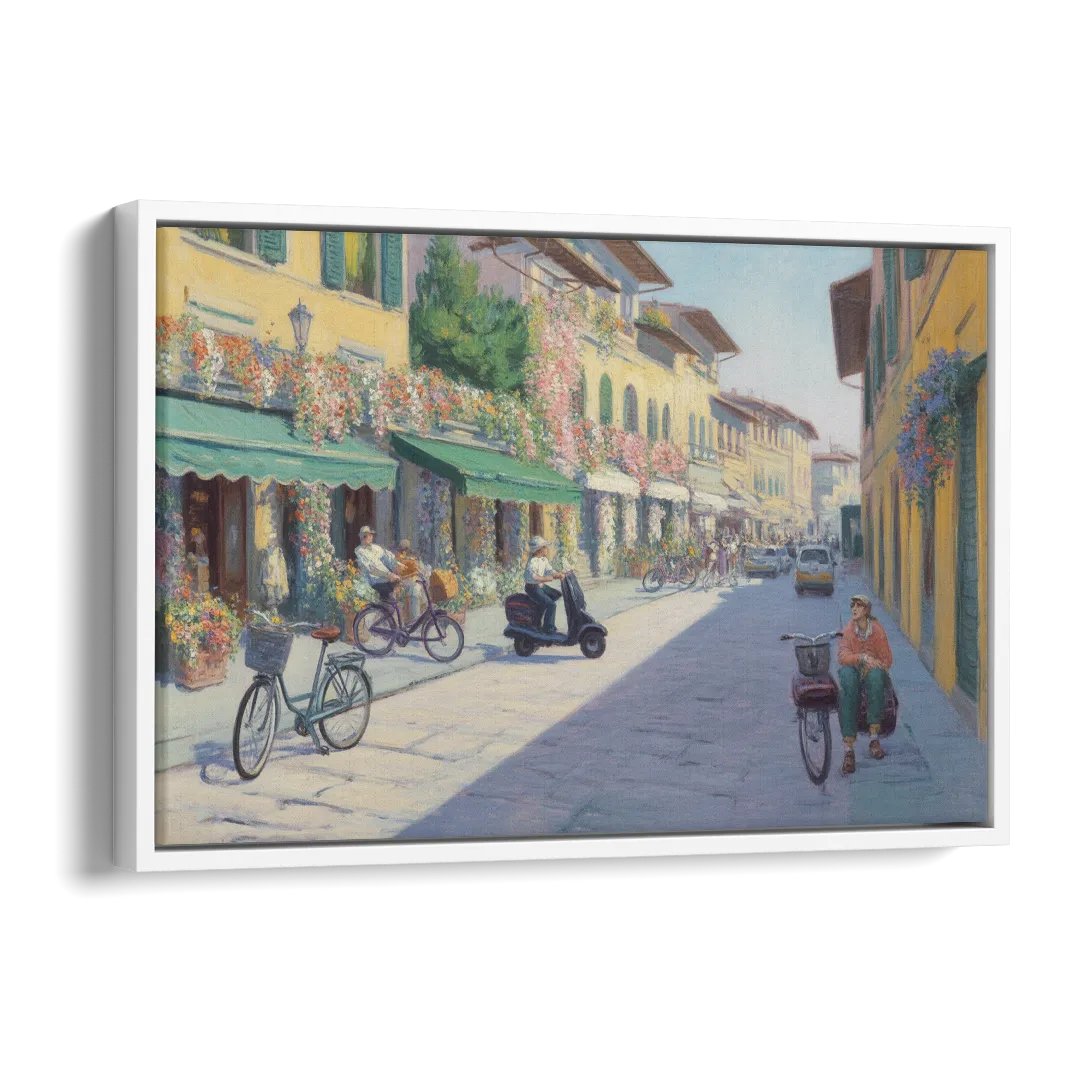 Florentine Streets Side - White Canvas Wall Art