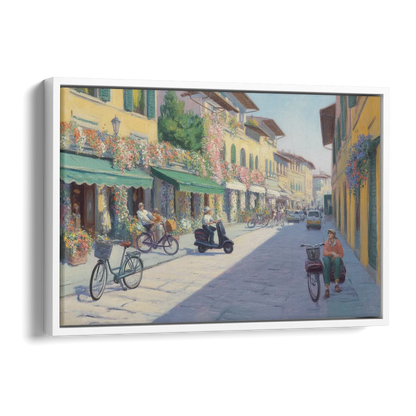 Florentine Streets Side - White Canvas Wall Art