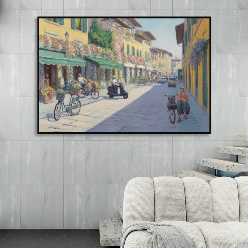 Florentine Streets Sitting Room - Black Canvas Wall Art