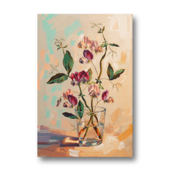 Flower Art Prints Sweet Peas in a Glass - Canvas Wall Art - Front