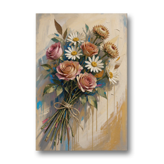 Flower Painting Canvas Sun-Faded Bouquet - Canvas Wall Art - Front