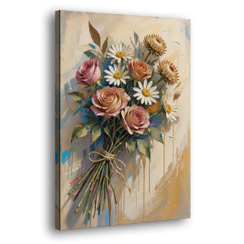 Flower Painting Canvas Sun-Faded Bouquet - Canvas Wall Art - Side
