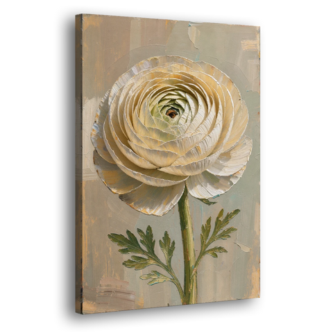 Flower Wall Art with a Cream Ranunculus - Canvas Wall Art - Side