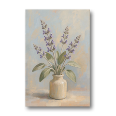 Flowering Sage in a Cream Bottle for the Kitchen - Canvas Wall Art - Front