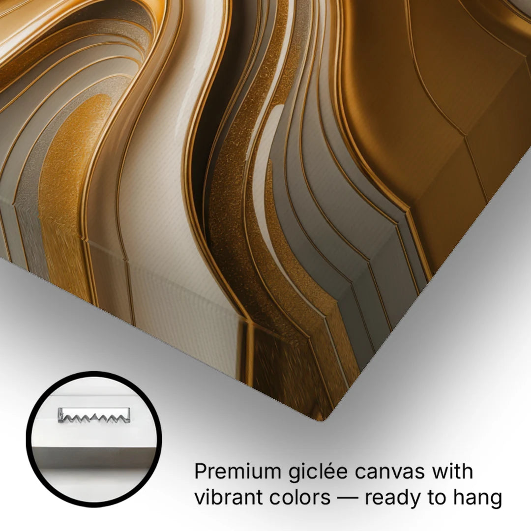 Flowing Rivers in Gold Abstract - Canvas Wall Art - Gallery Wrap Corner