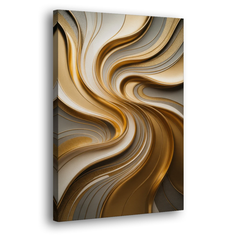 Flowing Rivers in Gold Abstract - Canvas Wall Art - Side