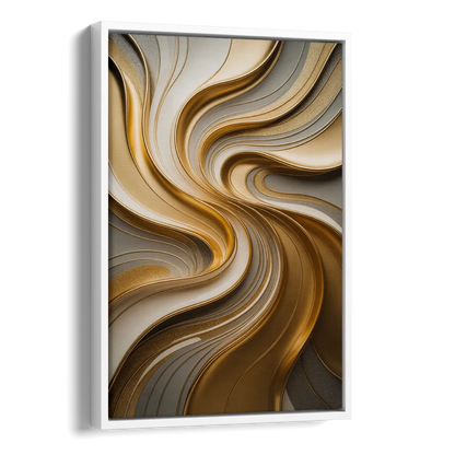 Flowing Rivers in Gold Abstract Side - White Canvas Wall Art