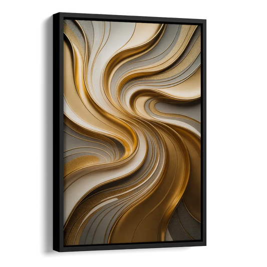 Flowing Rivers in Gold Abstract Side - Black Canvas Wall Art