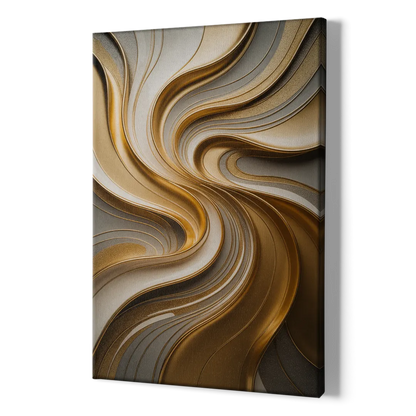 Flowing Rivers in Gold Abstract - Canvas Print Art Sides