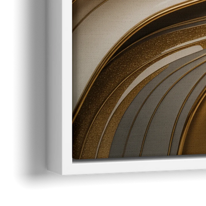 Flowing Rivers in Gold Abstract - Close-Up White Frame Canvas