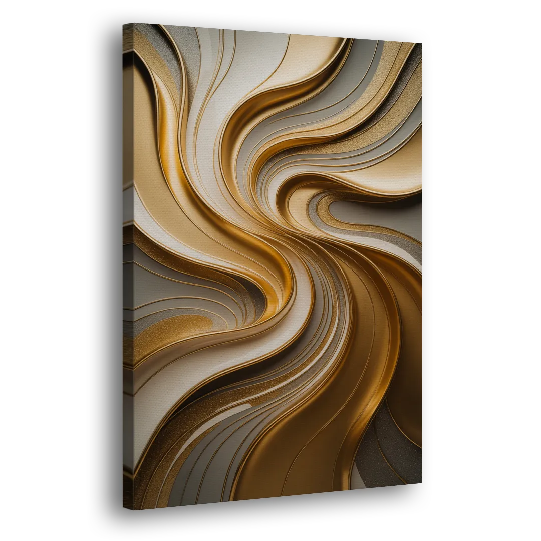 Flowing Rivers in Gold Abstract Side - Canvas Wall Art
