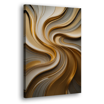 Flowing Rivers in Gold Abstract Side - Canvas Wall Art