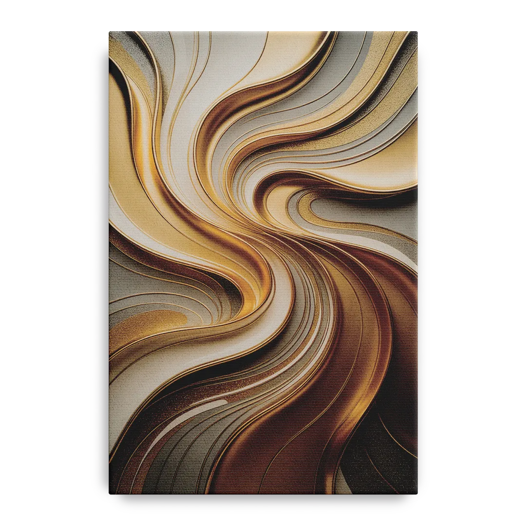 Flowing Rivers in Gold Abstract Front - Canvas Wall Art