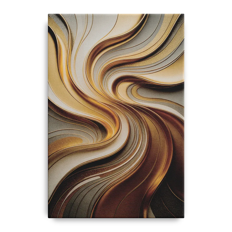 Flowing Rivers in Gold Abstract Front - Canvas Wall Art