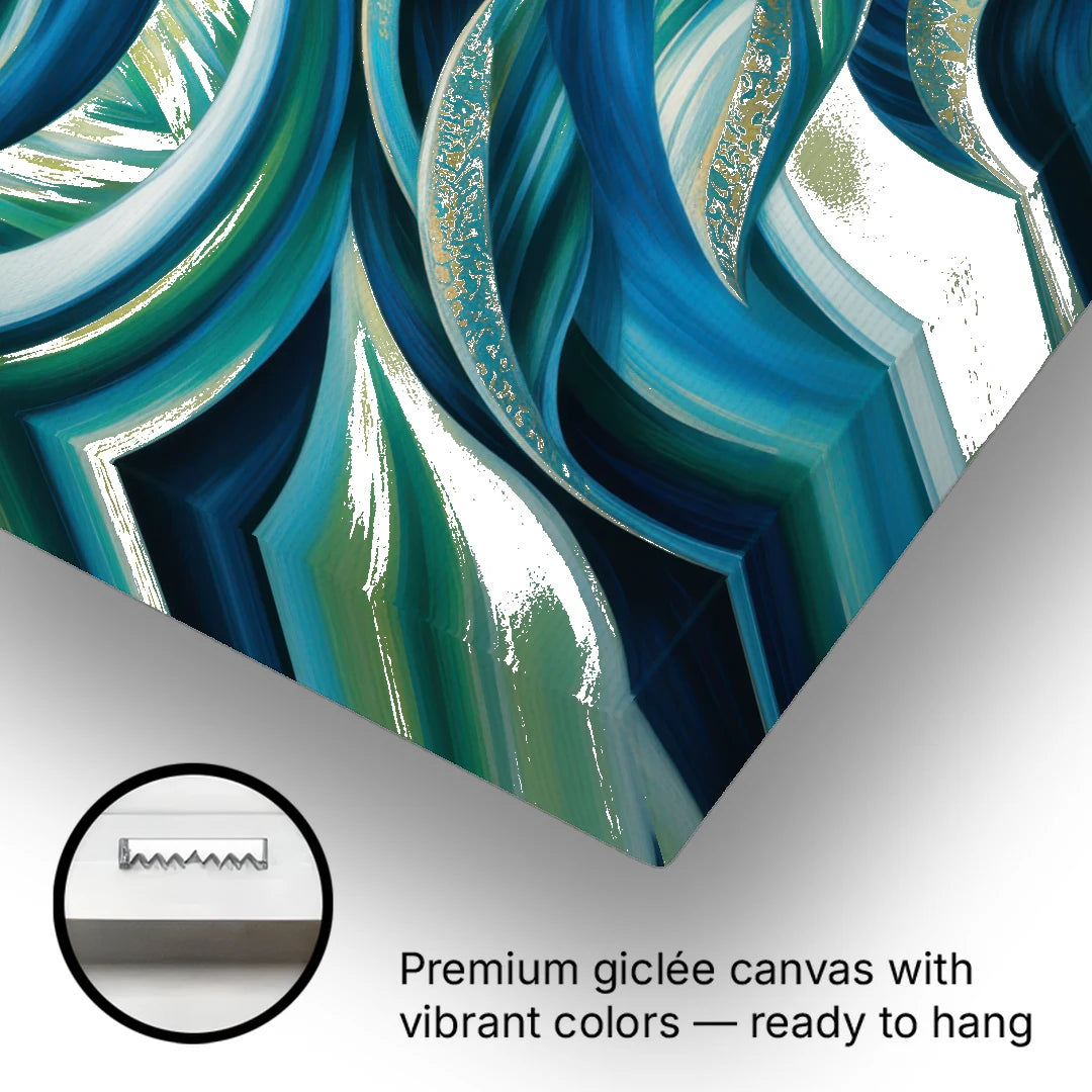 Fluid Elegance Blue and Green Abstract - Canvas Wall Art - Gallery Wrap Corner