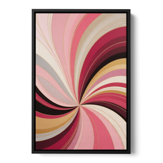 Fluid Elegance Pink Abstract - Black Framed Canvas Wall Art - Front