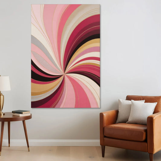 Fluid Elegance Pink Abstract - Canvas Wall Art - Sofa - 40x60