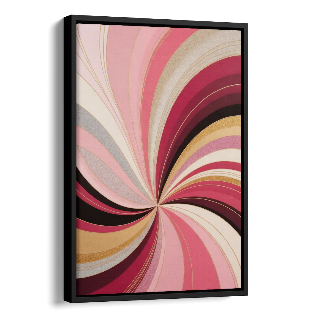 Fluid Elegance Pink Abstract Side - Black Canvas Wall Art