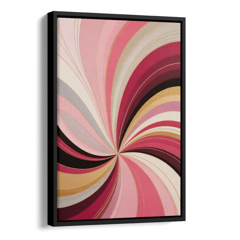 Fluid Elegance Pink Abstract Side - Black Canvas Wall Art