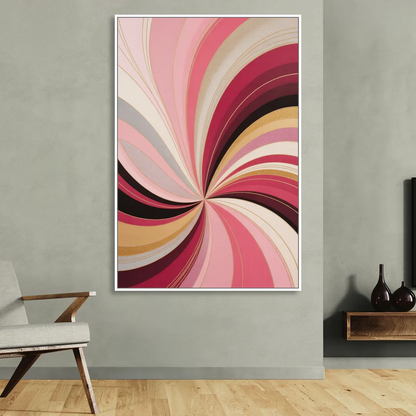 Fluid Elegance Pink Abstract Sitting Room - White Canvas Wall Art