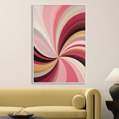 Fluid Elegance Pink Abstract Living Room - White Canvas Wall Art