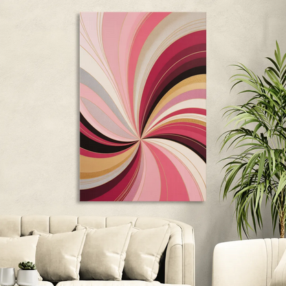 Fluid Elegance Pink Abstract Living Room - Canvas Wall Art