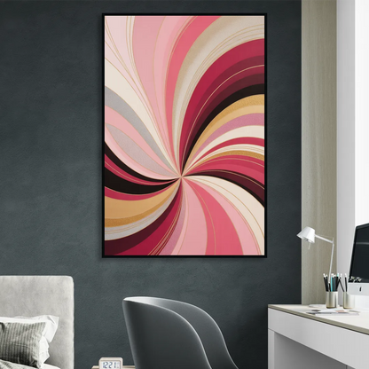 Fluid Elegance Pink Abstract Sitting Room - Black Canvas Wall Art