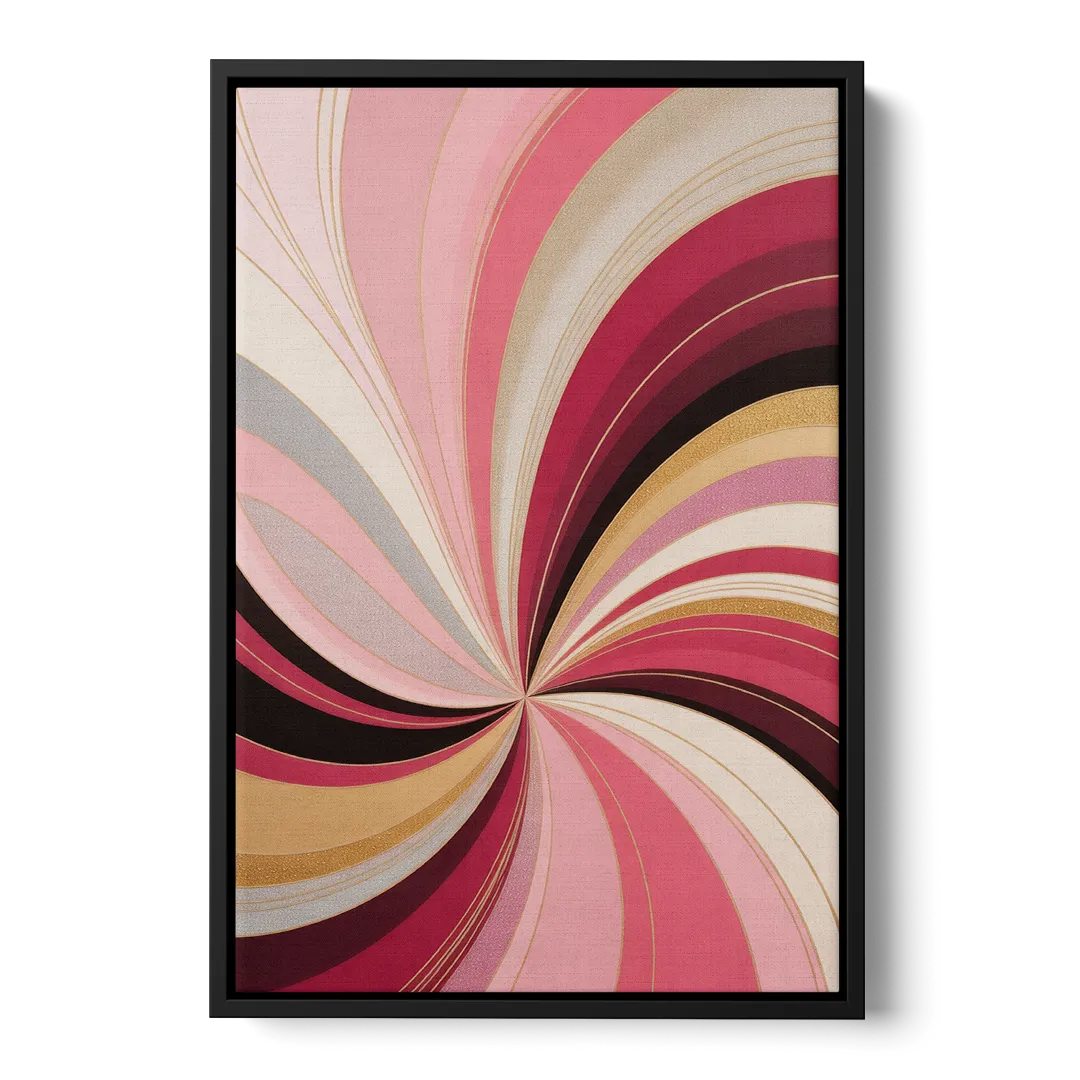 Fluid Elegance Pink Abstract Front - Black Canvas Wall Art