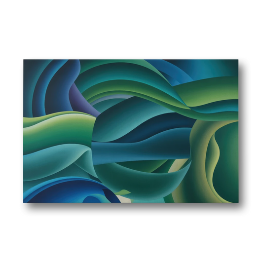 Fluid Harmony Blue and Green Abstract - Canvas Wall Art - Front